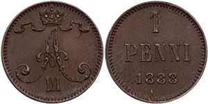 1 пенни (penni) 1888 1 пенни