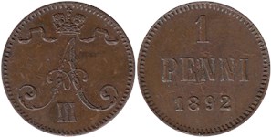 1 пенни (penni) 1892 1 пенни