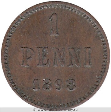 Монета 1 пенни (penni) 1898 года 1 пенни. Реверс