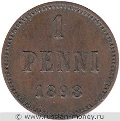 Монета 1 пенни (penni) 1898 года. Реверс