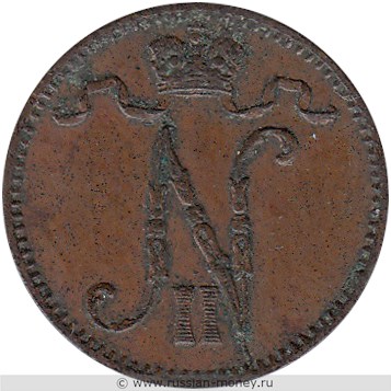 Монета 1 пенни (penni) 1900 года. Аверс