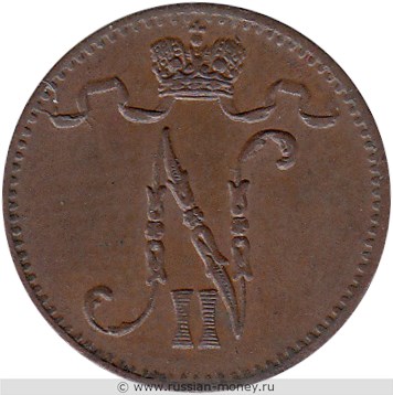 Монета 1 пенни (penni) 1905 года. Аверс