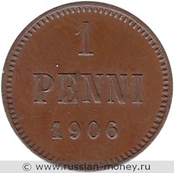 Монета 1 пенни (penni) 1906 года. Реверс