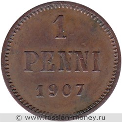 Монета 1 пенни (penni) 1907 года 1 пенни. Реверс