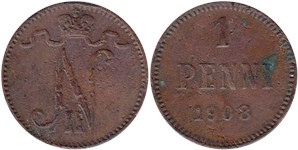 1 пенни (penni) 1908 1 пенни
