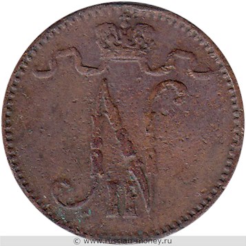 Монета 1 пенни (penni) 1908 года. Аверс