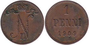 1 пенни (penni) 1909 1 пенни