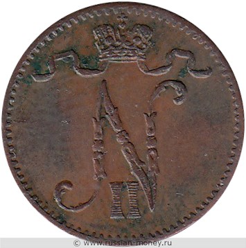 Монета 1 пенни (penni) 1909 года. Аверс