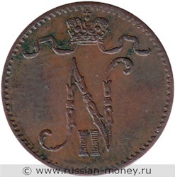 Монета 1 пенни (penni) 1909 года. Аверс