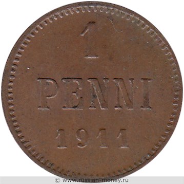 Монета 1 пенни (penni) 1911 года 1 пенни. Реверс