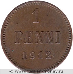 Монета 1 пенни (penni) 1912 года. Реверс