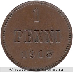 Монета 1 пенни (penni) 1913 года. Реверс