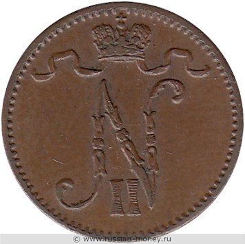 Монета 1 пенни (penni) 1913 года. Аверс