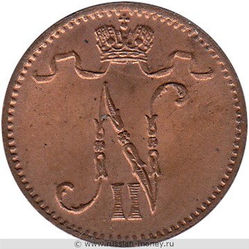 Монета 1 пенни (penni) 1914 года. Аверс