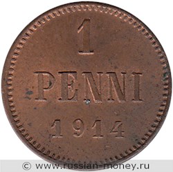 Монета 1 пенни (penni) 1914 года. Реверс