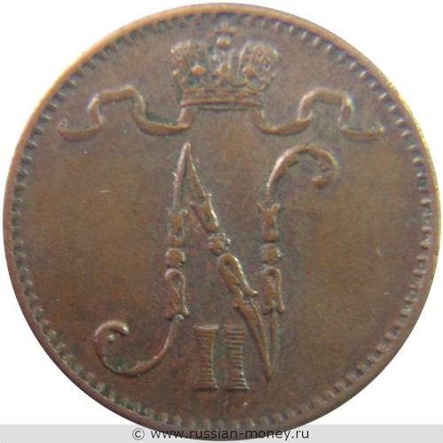 Монета 1 пенни (penni) 1915 года. Аверс