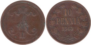10 пенни (penniä) 1865 10 пенни