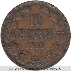 Монета 10 пенни (penniä) 1897 года 10 пенни. Реверс