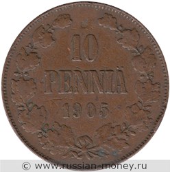 Монета 10 пенни (penniä) 1905 года 10 пенни. Реверс