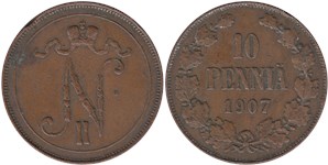 10 пенни (penniä) 1907 10 пенни