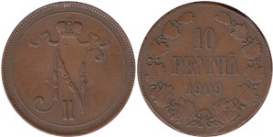10 пенни (penniä) 1909 10 пенни
