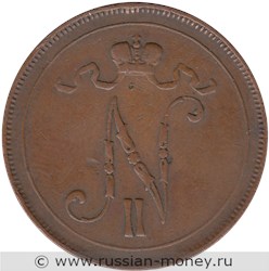 Монета 10 пенни (penniä) 1909 года. Аверс