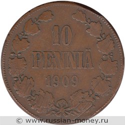 Монета 10 пенни (penniä) 1909 года 10 пенни. Реверс