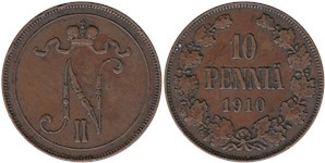 10 пенни (penniä) 1910 10 пенни