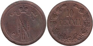 10 пенни (penniä) 1911 10 пенни