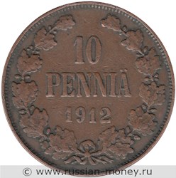 Монета 10 пенни (penniä) 1912 года 10 пенни. Реверс