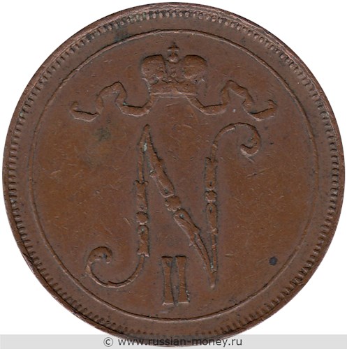 Монета 10 пенни (penniä) 1914 года. Аверс