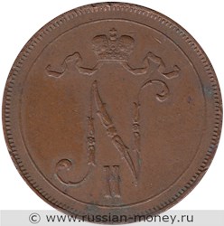 Монета 10 пенни (penniä) 1917 года 10 пенни  (вензель). Аверс