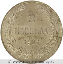 Монета 2 марки (markkaa) 1906 года (L). Реверс