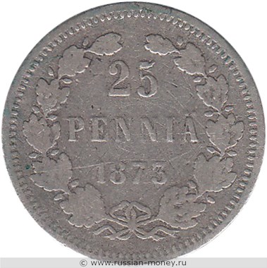 Монета 25 пенни (penniä) 1873 года (S). Реверс