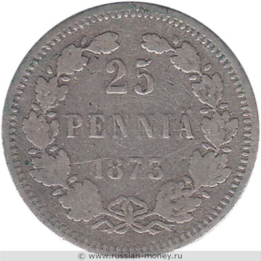 Монета 25 пенни (penniä) 1873 года 25 пенни  (S). Реверс