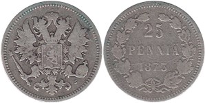 25 пенни (penniä) 1873 25 пенни (S)