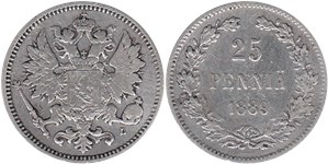 25 пенни (penniä) 1889 25 пенни (L)