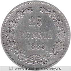 Монета 25 пенни (penniä) 1889 года 25 пенни  (L). Реверс