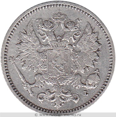 Монета 25 пенни (penniä) 1894 года 25 пенни  (L). Аверс