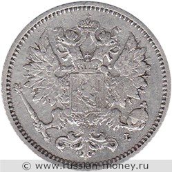 Монета 25 пенни (penniä) 1894 года 25 пенни  (L). Аверс