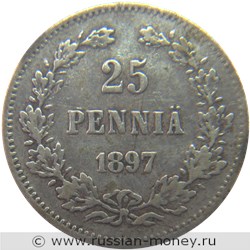 Монета 25 пенни (penniä) 1897 года 25 пенни  (L). Реверс