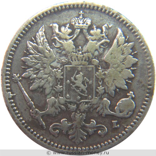 Монета 25 пенни (penniä) 1897 года (L). Аверс