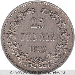Монета 25 пенни (penniä) 1898 года (L). Реверс