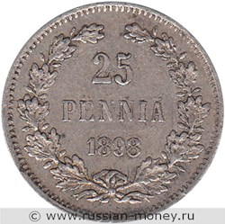 Монета 25 пенни (penniä) 1898 года 25 пенни  (L). Реверс