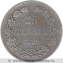 Монета 25 пенни (penniä) 1899 года 25 пенни  (L). Реверс