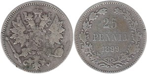25 пенни (penniä) 1899 25 пенни (L)