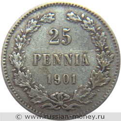 Монета 25 пенни (penniä) 1901 года (L). Реверс