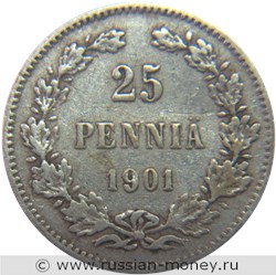 Монета 25 пенни (penniä) 1901 года 25 пенни  (L). Реверс