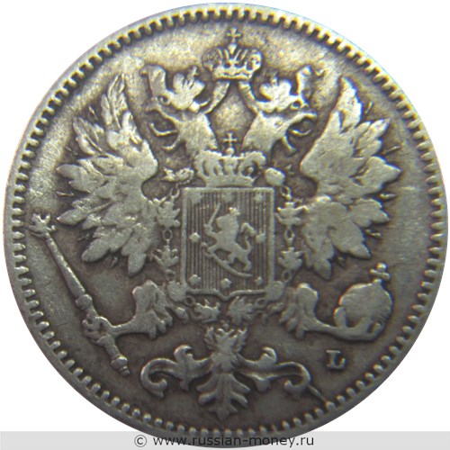 Монета 25 пенни (penniä) 1901 года 25 пенни  (L). Аверс