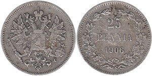 25 пенни (penniä) 1906 25 пенни (L)